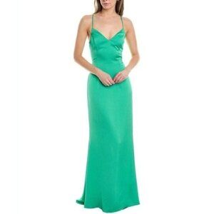 NWT Authentic  LIV FOSTER Textured Satin V-neck Spaghetti Strap Gown